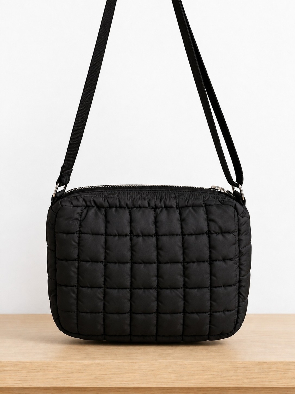 Valentino Orlandi Black Quilted Nylon Crossbody Bag